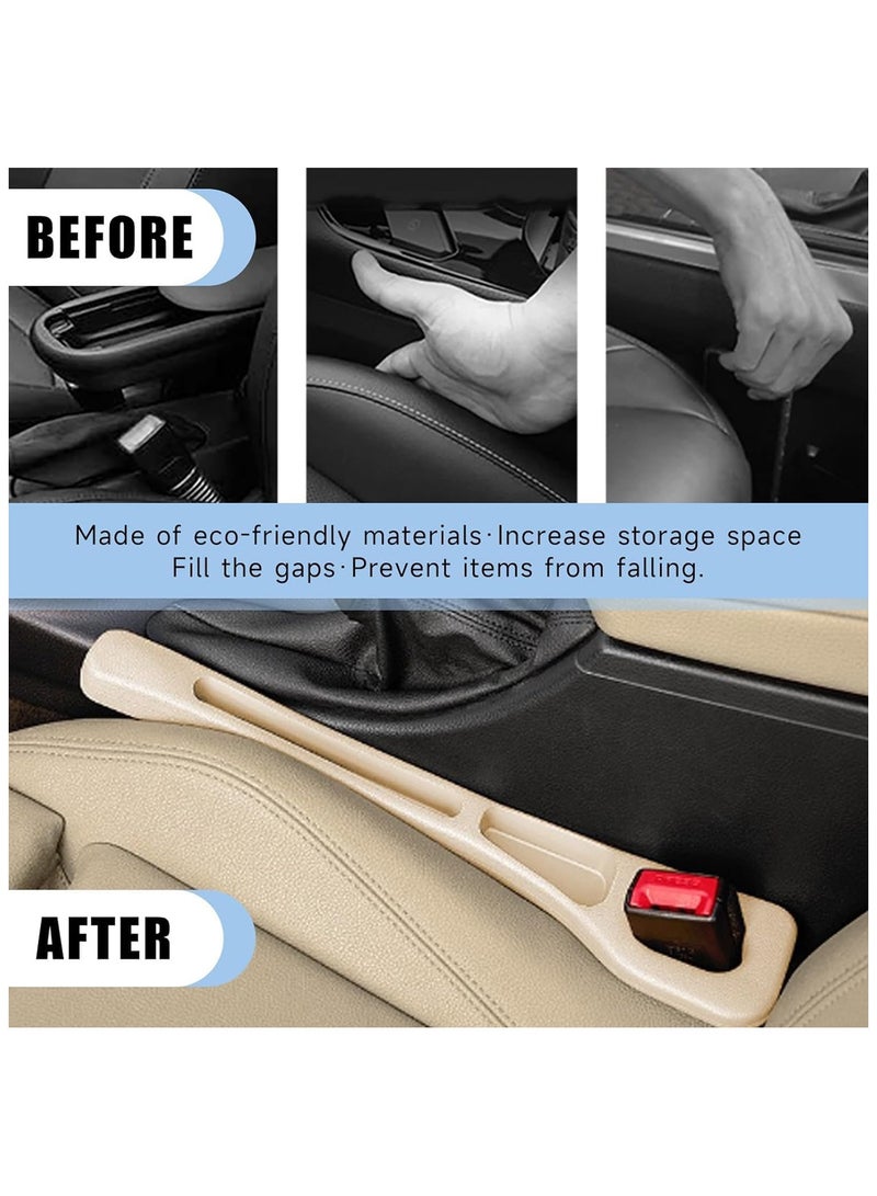 YOUFO Beige Car Seat Side Gap Filler with Storage Tray | Universal Fit Interior Pocket Organizer for Coins, Phones, Cards | Set of 2 Anti-Drop Seat Gap Fillers for Most Vehicles - Image 3