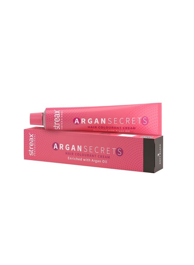Streax Professional Argan Secrets Permanent Hair Colourant Cream - Soft Black 2 (Enriched With Argan Oil) For All Hair Types ; 90 Gm - Image 1