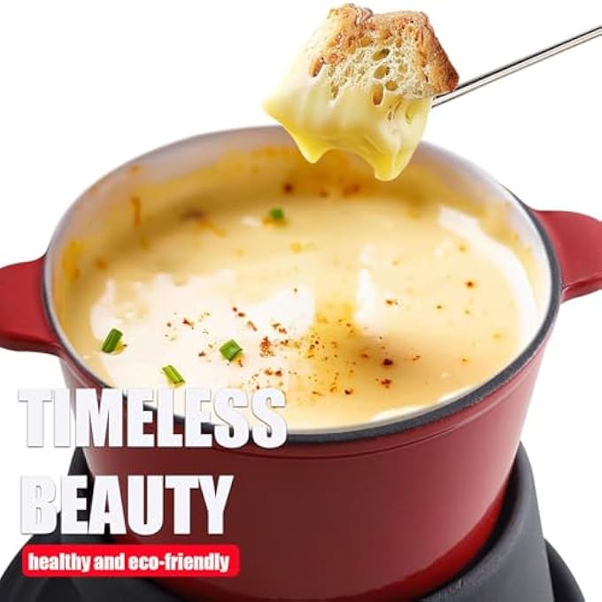 ريحني مجموعة الفوندو مع 6 شوكات للتخييم الساخن الخارجي المناسبة للجبن، الشوكولاتة، واللحوم، الفوندو مصبوب، الحديد الأحمر - Image 4