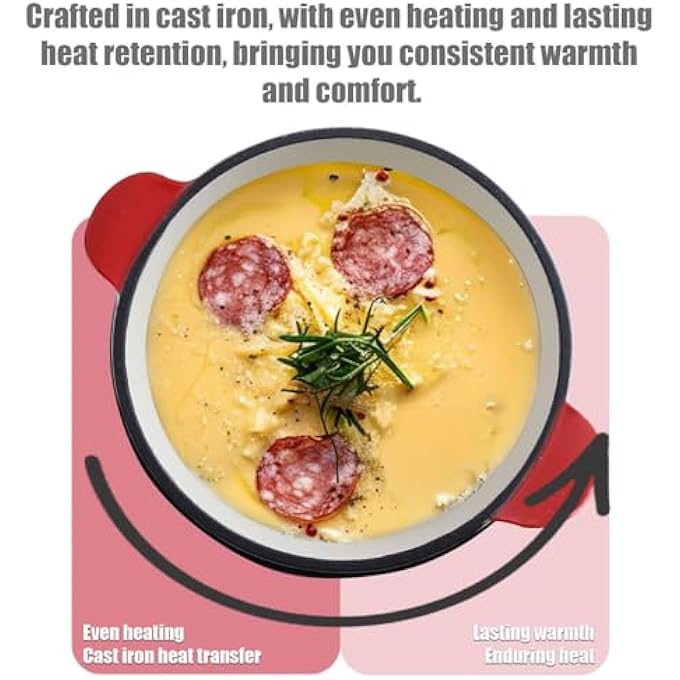 ريحني مجموعة الفوندو مع 6 شوكات للتخييم الساخن الخارجي المناسبة للجبن، الشوكولاتة، واللحوم، الفوندو مصبوب، الحديد الأحمر - Image 5