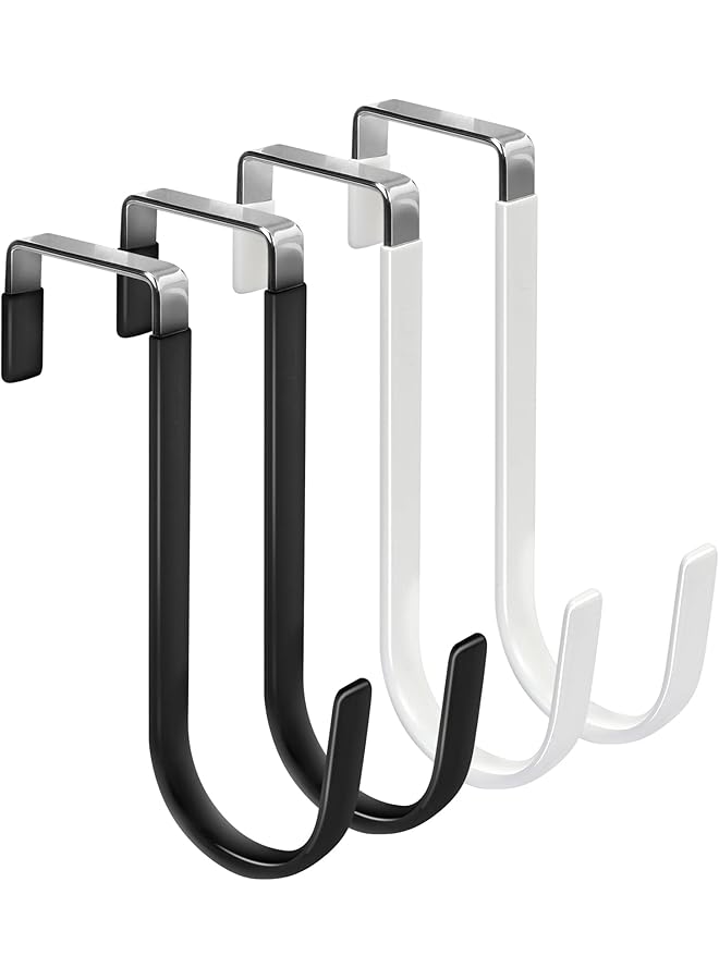 promass COOLive Over The Door Hooks, 4 Pack Door Hangers Hooks with Rubber Prevent Scratches Heavy Duty Organizer Hooks for Living Room, Bathroom, Bedroom, Kitchen Hanging Clothes, Towels, Hats, Coats - Image 1