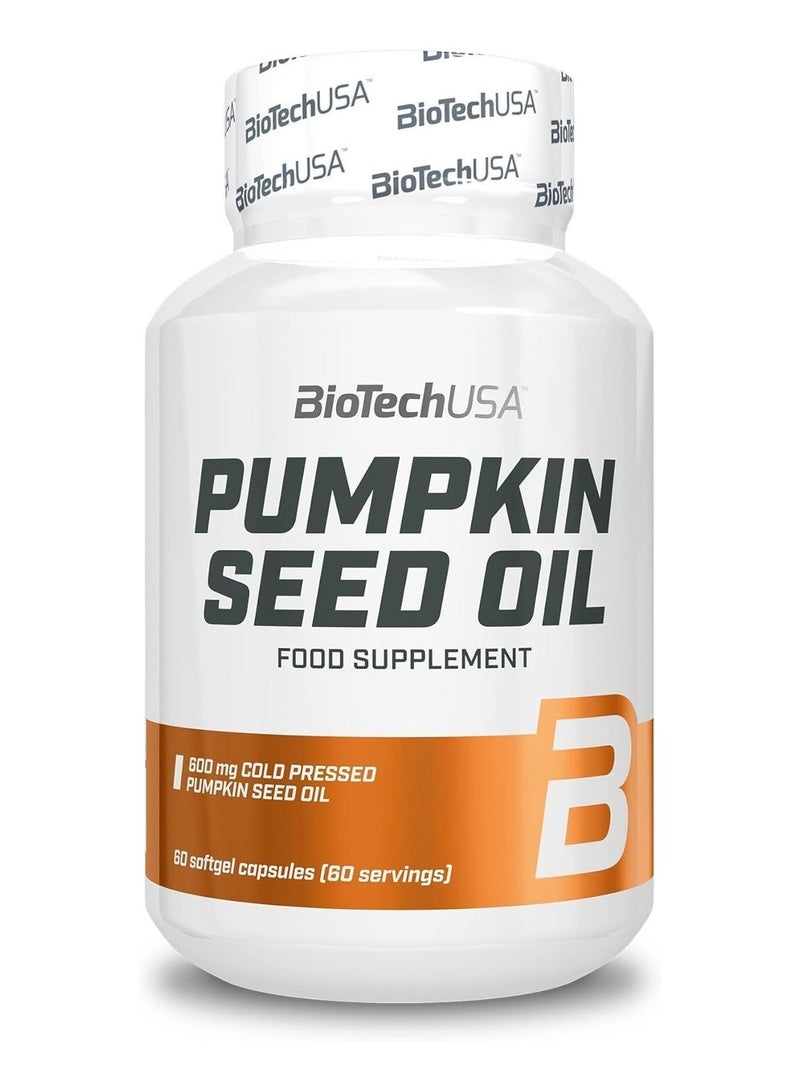 بيوتك زيت بذور اليقطين من BiotechUSA، معصور على البارد، 600 ملغ لكل كبسولة هلامية ناعمة، مضاد للأكسدة، خالٍ من الكائنات المعدلة وراثيًا، 60 كبسولة - Image 1