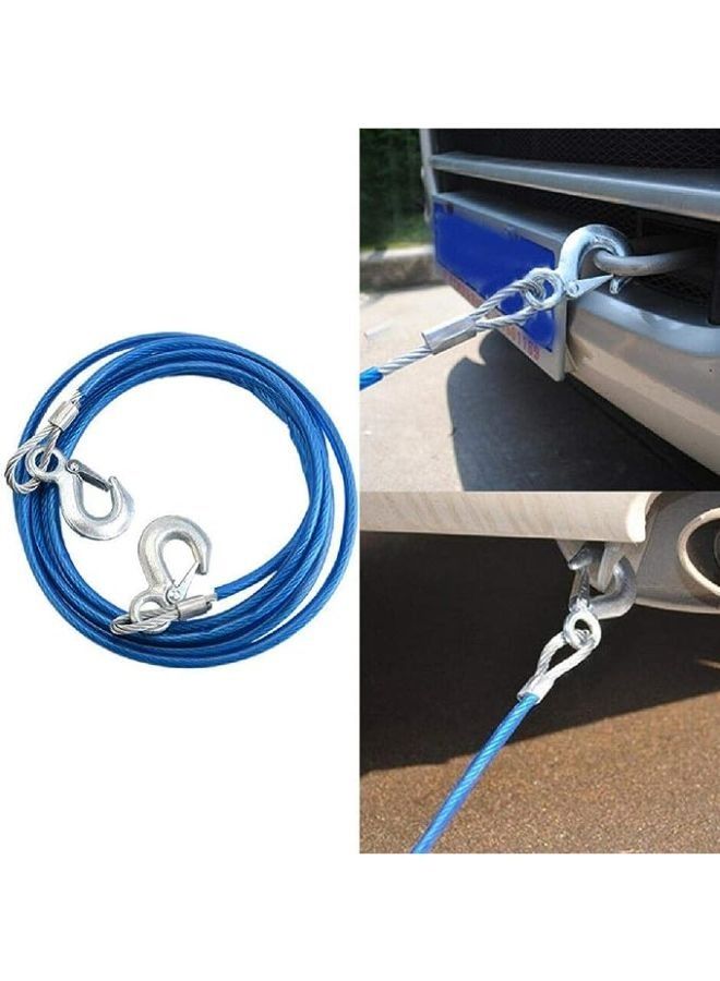 Generic 4M Steel Tow Rope for Car Vehicles Boat Emergency Steel Tow Rope with Hook - Image 1