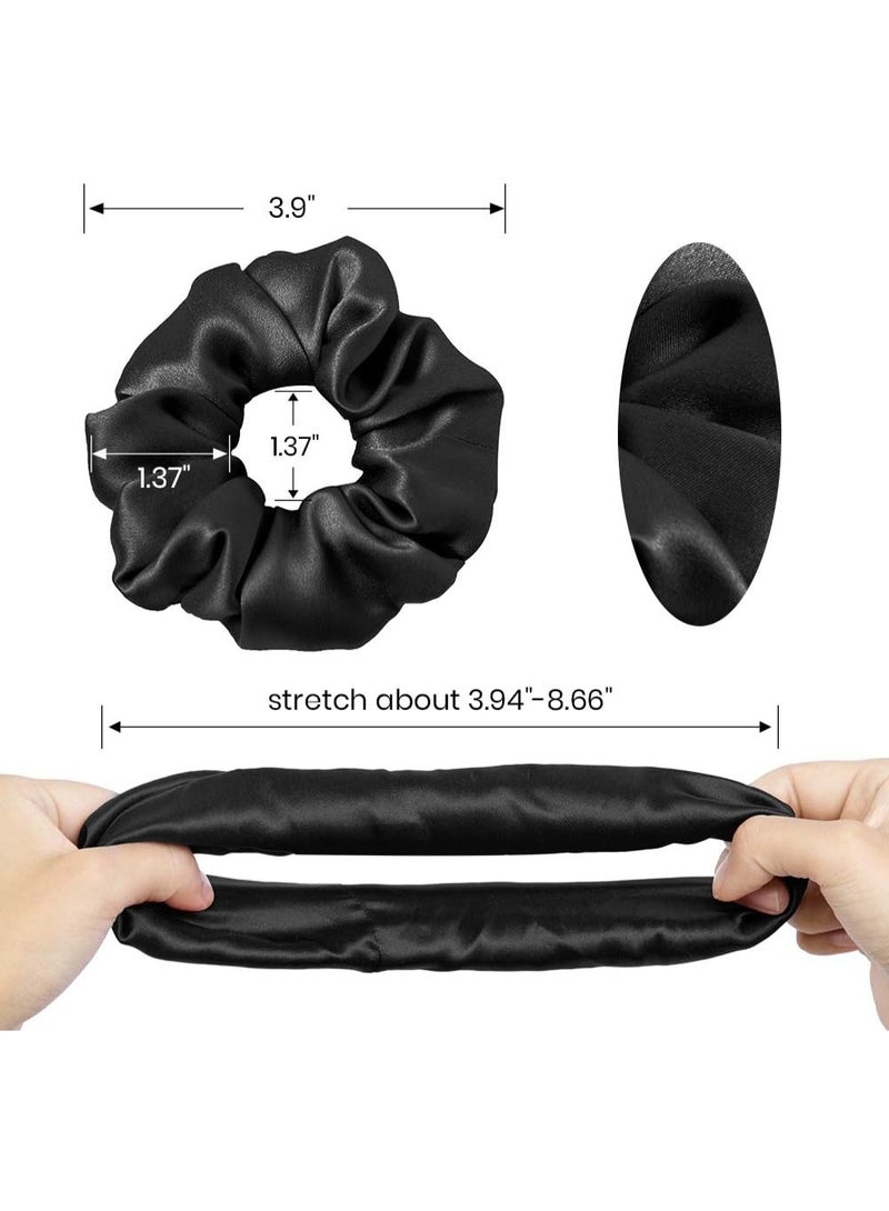 Silk Satin Hair Ties for Women & Girls – Thin & Flexible Ponytail Scrunchies (2 Pieces Black) - Image 2