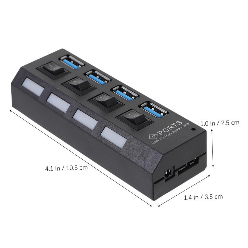 High Speed USB Hub With External Power Support Overload Protection Black - Image 3