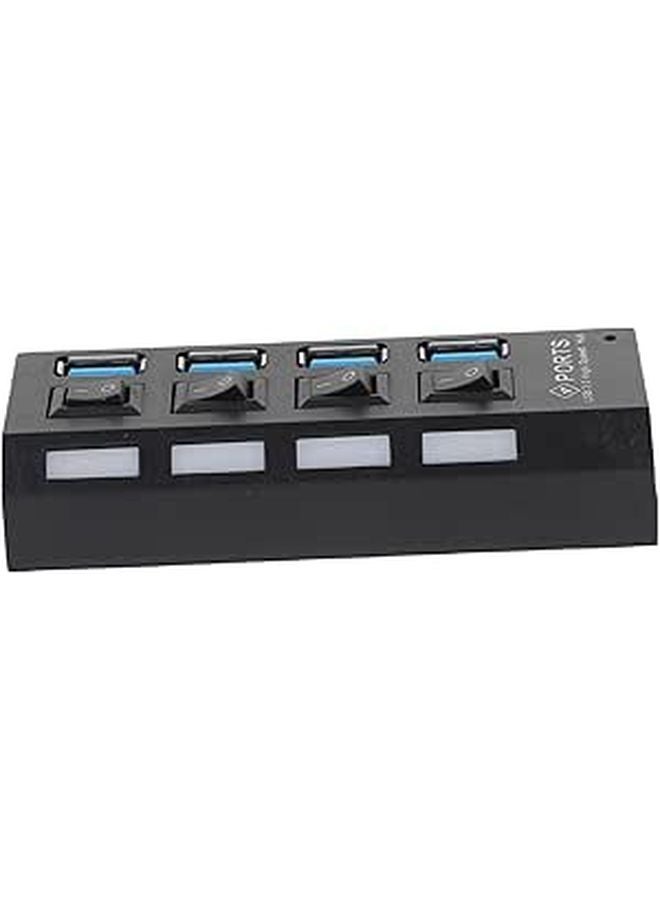 High Speed USB Hub With External Power Support Overload Protection Black - Image 1