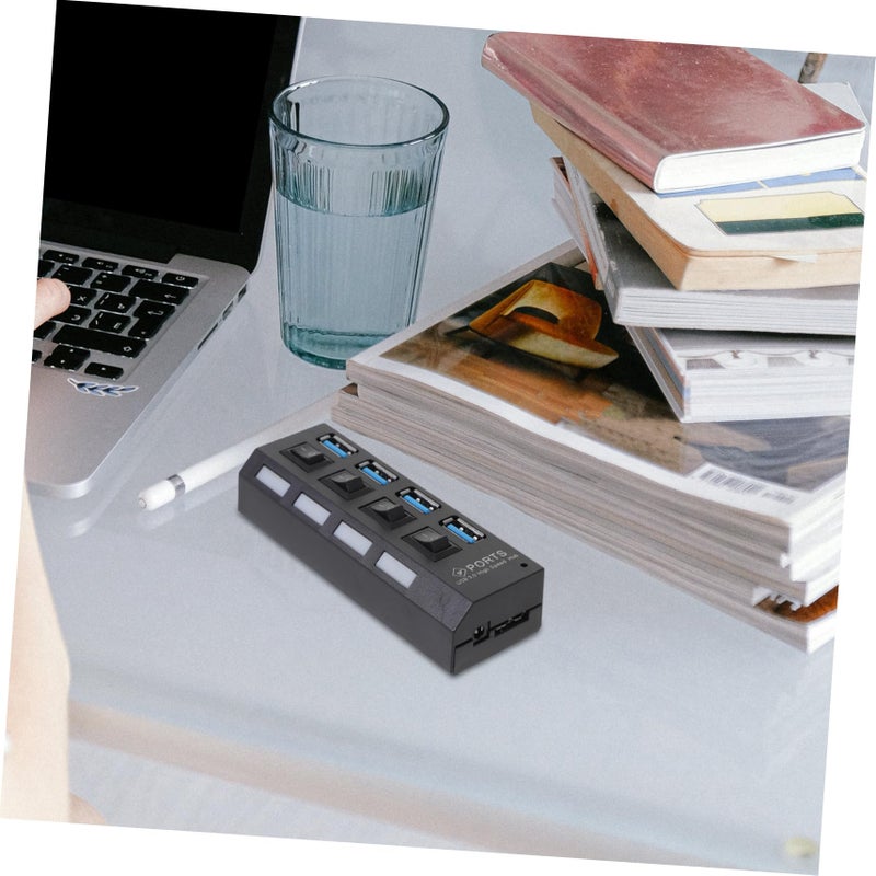 High Speed USB Hub With External Power Support Overload Protection Black - Image 4