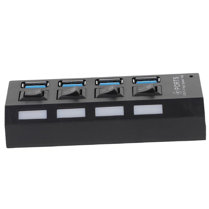 High Speed USB Hub With External Power Support Overload Protection Black - Image 2