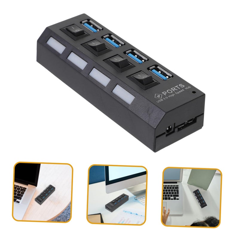 High Speed USB Hub With External Power Support Overload Protection Black - Image 5