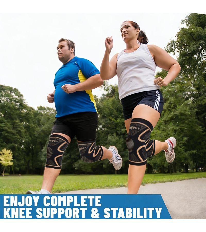 Extra Large Copper Knee Compression Braces For Women Men Oversize Breathable Copper Fabric Support Sleeves For Running Gym Weightlifting Volleyball Sports High Elastic Material Plus Large Knee Compression Sleeve 2XL Size - Image 4