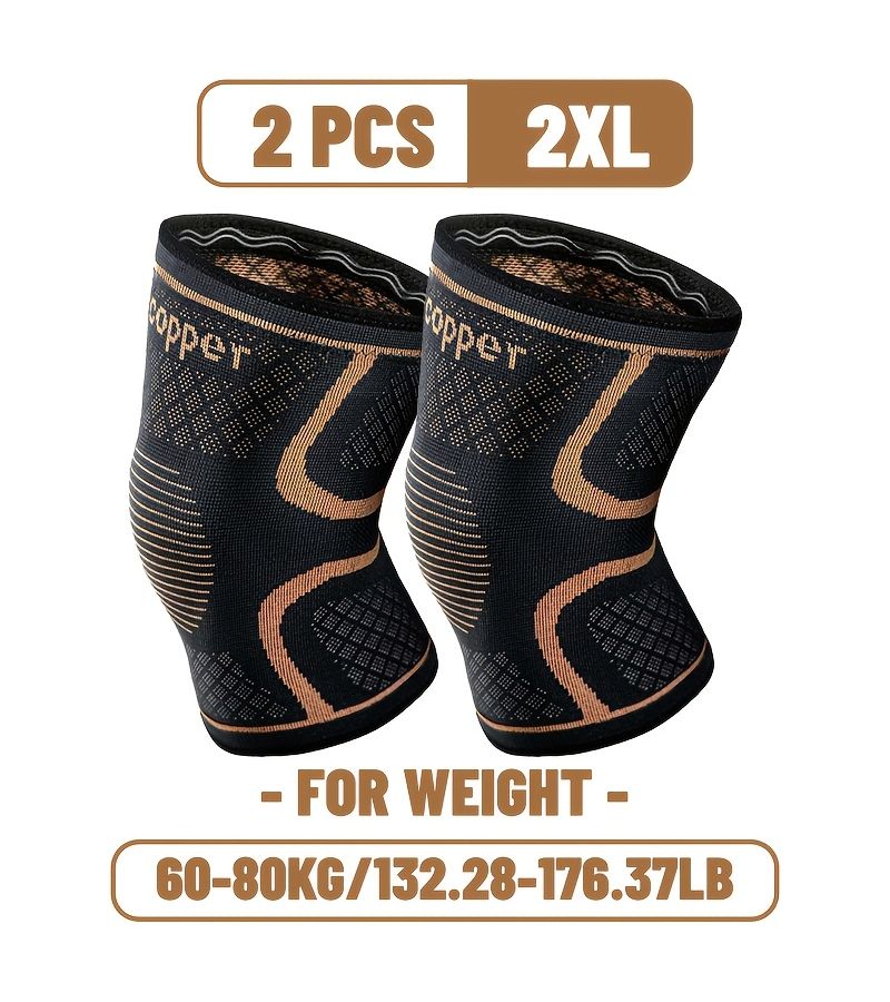 Extra Large Copper Knee Compression Braces For Women Men Oversize Breathable Copper Fabric Support Sleeves For Running Gym Weightlifting Volleyball Sports High Elastic Material Plus Large Knee Compression Sleeve 2XL Size - Image 3