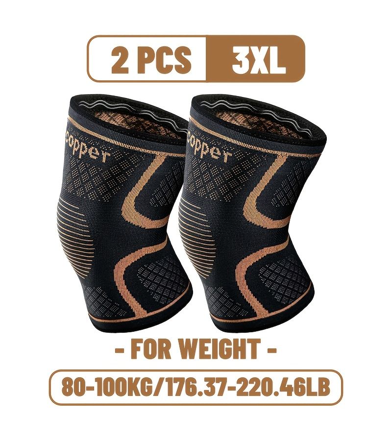 Extra Large Copper Knee Compression Braces For Women Men Oversize Breathable Copper Fabric Support Sleeves For Running Gym Weightlifting Volleyball Sports High Elastic Material Plus Large Knee Compression Sleeve 2XL Size - Image 5