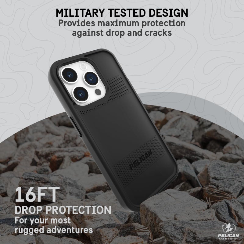 Pelican Protector Series - iPhone 15 Pro Case 6.1" [Compatible with MagSafe] Magnetic Phone Case with Anti-Scratch Tech [16ft MIL-Grade Drop Protection] Protective Cover for iPhone 15 Pro - Black - Image 3