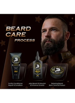 bossman Essentials Beard Kit For Men Beard Oil Jelly, Fortifying Conditioner Cream, Beard Balm Grooming Growth Care Accessories (Gold)  - Image 2