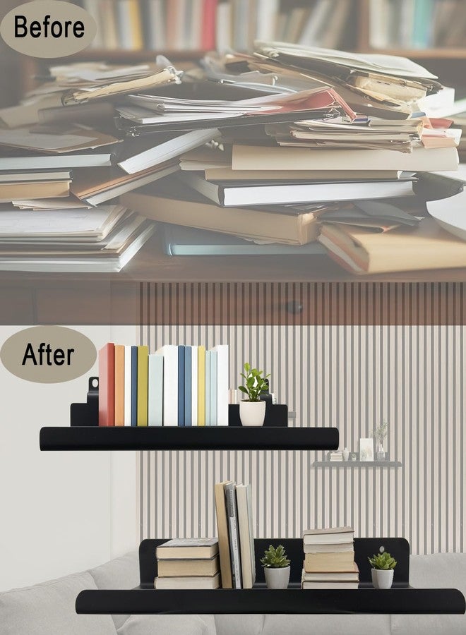 TRAIN2 ART Wall Shelves for Wood Slat Acoustic Panels, 2 Pack 8x4 Inch and 12x4.8 Inch Retail Display Shelves for Storage, Metal Boutique Display Shelf Accessories for 3D Wall Panels - Image 5
