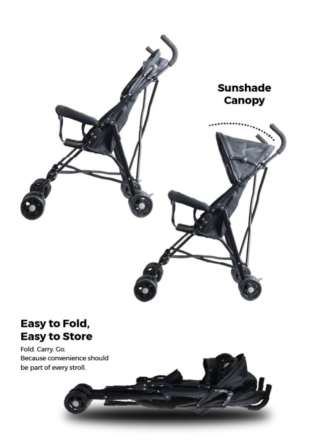 Zenito Ultra-Lightweight 4KG Buggy Stroller - Compact & Portable -Lightest Baby Carrier Buggy  Travel Stroller for Toddler 6m to 3yrs – Compact Pram w/ Extra Wide Canopy, Umbrella Fold - Grey - Image 3