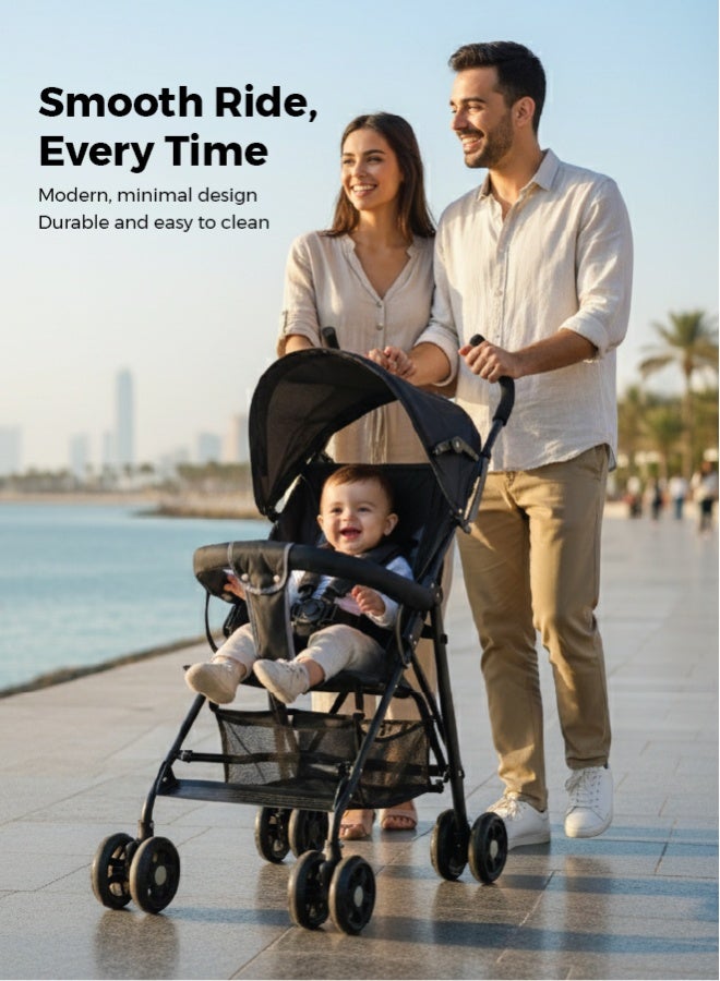 Zenito Ultra-Lightweight 4KG Buggy Stroller - Compact & Portable -Lightest Baby Carrier Buggy  Travel Stroller for Toddler 6m to 3yrs – Compact Pram w/ Extra Wide Canopy, Umbrella Fold - Grey - Image 2