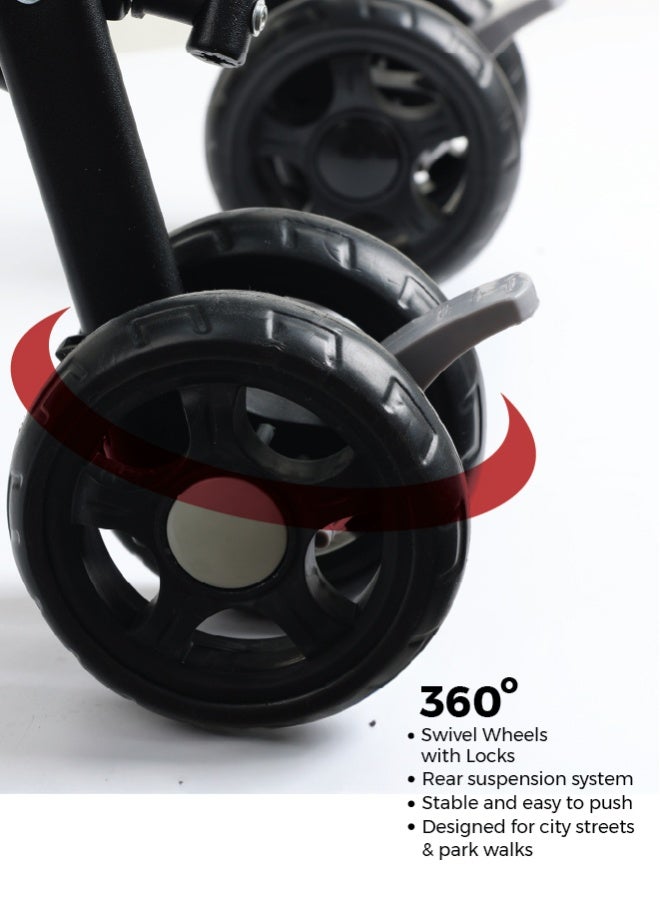 Zenito Ultra-Lightweight 4KG Buggy Stroller - Compact & Portable -Lightest Baby Carrier Buggy  Travel Stroller for Toddler 6m to 3yrs – Compact Pram w/ Extra Wide Canopy, Umbrella Fold - Grey - Image 5