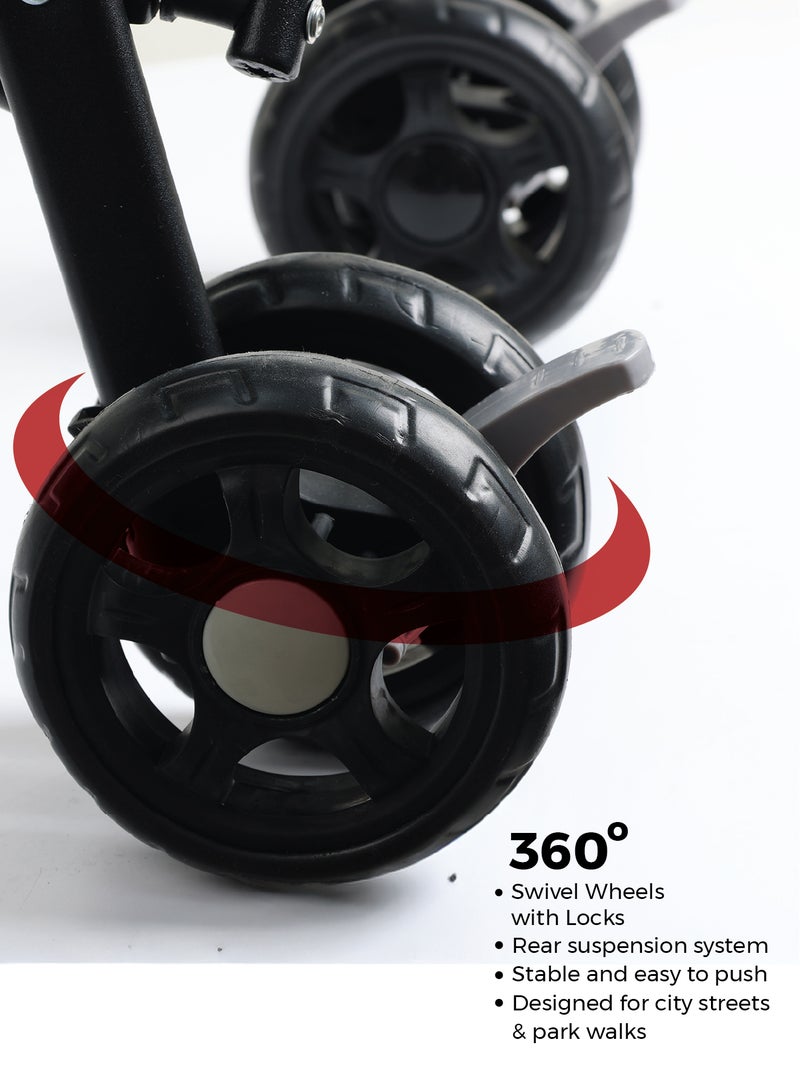 Zenito Ultra-Lightweight 4KG Buggy Stroller - Compact & Portable -Lightest Baby Carrier Buggy  Travel Stroller for Toddler 6m to 3yrs – Compact Pram w/ Extra Wide Canopy, Umbrella Fold - Grey - Image 4