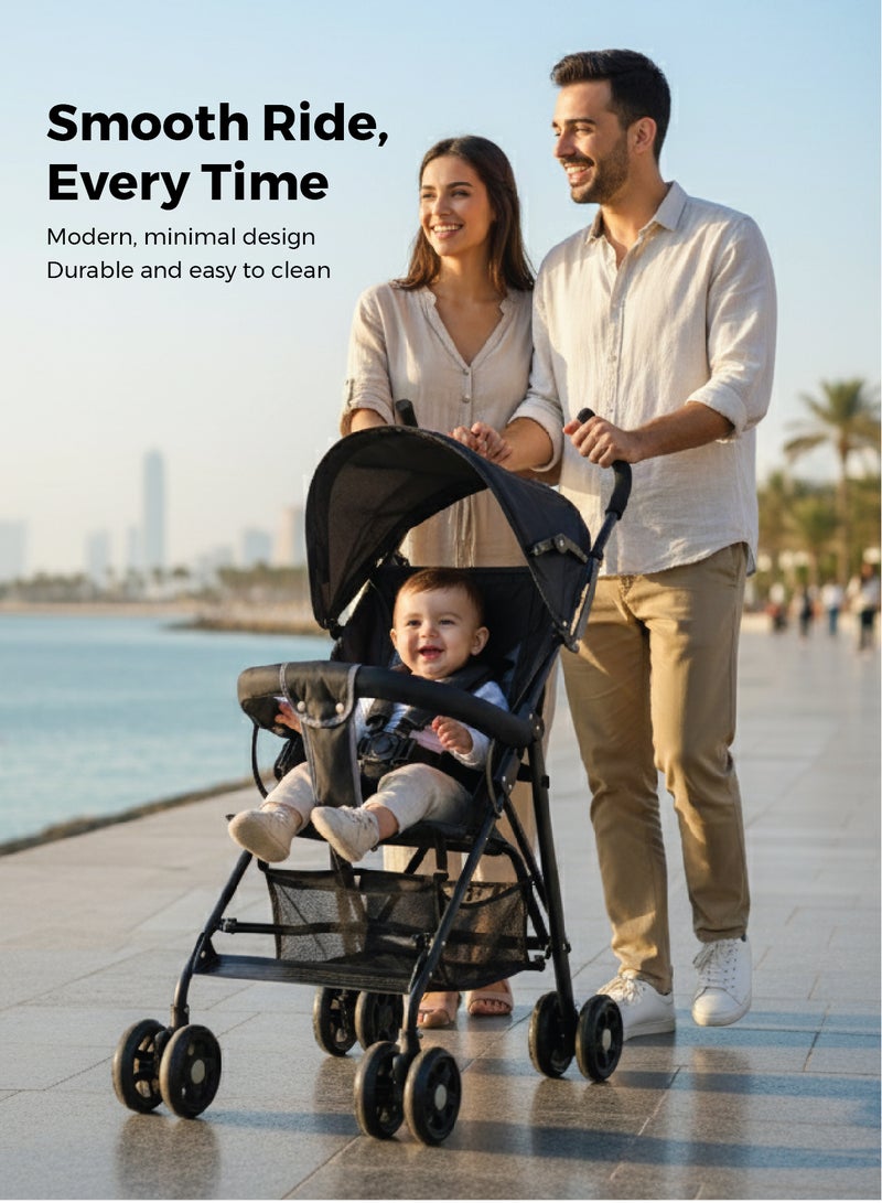 Zenito Ultra-Lightweight 4KG Buggy Stroller - Compact & Portable -Lightest Baby Carrier Buggy  Travel Stroller for Toddler 6m to 3yrs – Compact Pram w/ Extra Wide Canopy, Umbrella Fold - Grey - Image 2