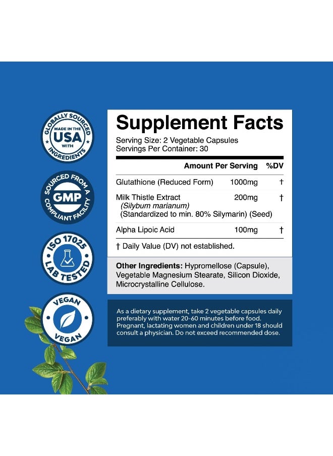 Natures Craft Natural Vore Men's & Women's Pure Antioxidant Glutathione Supplement for Anti Aging (60 Caps, 500mg)  - Image 2