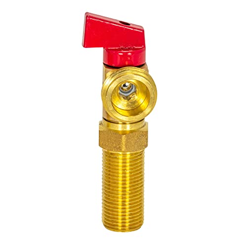 Eastman Brass Outlet Box Red Handle Washing Machine Valve 12 Inch MIP x 34 Inch MHT Quarter Turn Ball Valve Hot Water Applications 60280