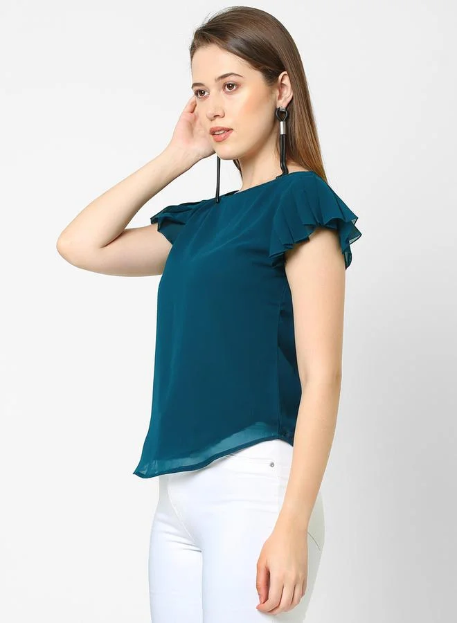 Mish Mish Regular Fit Frill Sleeve Round Neck Top