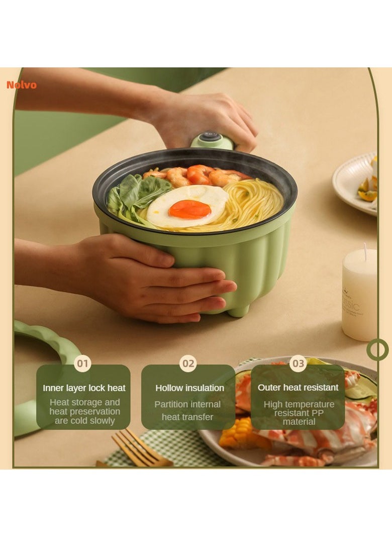 Hihonor Electric Hot Pot, Plastic and Ceramic Mini Electric Cooker Easy To Clean Long Handle for Office (Green)  - Image 4