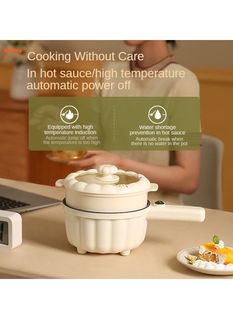 Hihonor Electric Hot Pot, Plastic and Ceramic Mini Electric Cooker Easy To Clean Long Handle for Office (Green)  - Image 2