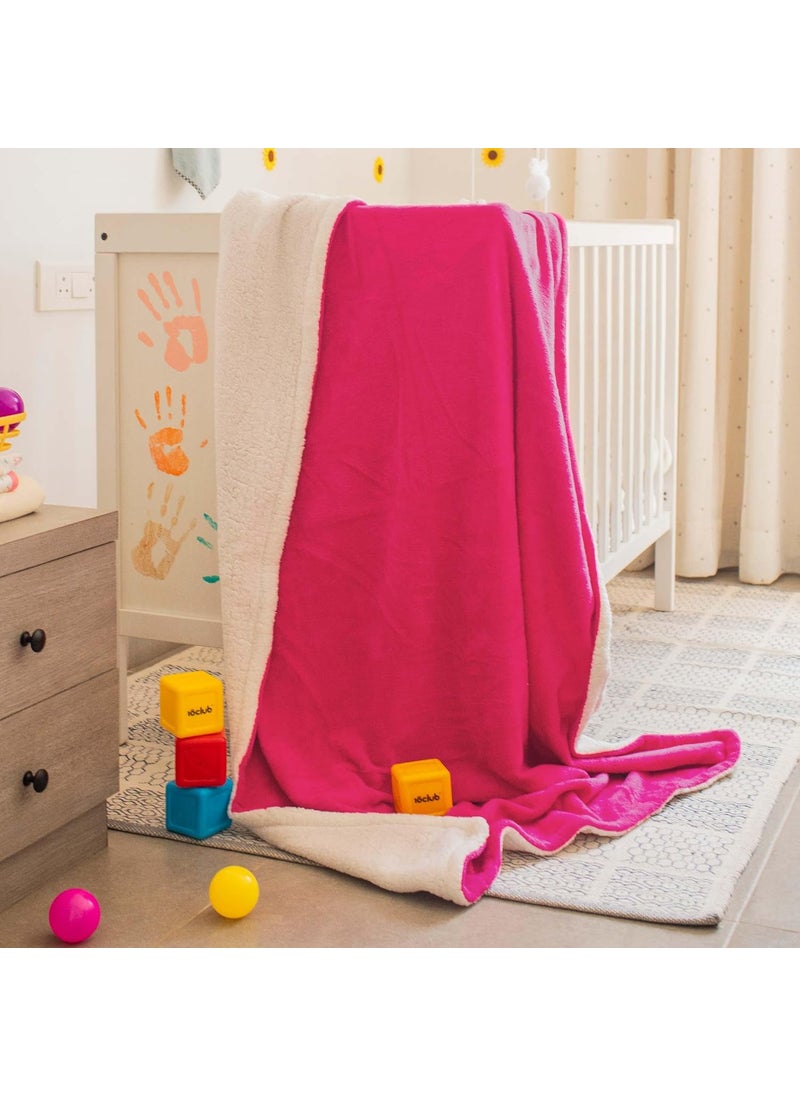 My NewBorn - MyNewborn by 10 Club Solid Colour Super Soft Fleece Baby Blanket | for Baby Girls, Boys, Toddlers | All Season, Fluffy AC Blanket | 101x152 cm | 350 GSM | 0-5Y (Magenta) - Image 1