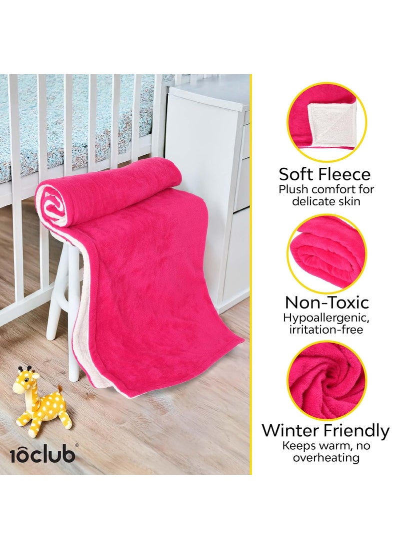 My NewBorn - MyNewborn by 10 Club Solid Colour Super Soft Fleece Baby Blanket | for Baby Girls, Boys, Toddlers | All Season, Fluffy AC Blanket | 101x152 cm | 350 GSM | 0-5Y (Magenta) - Image 1