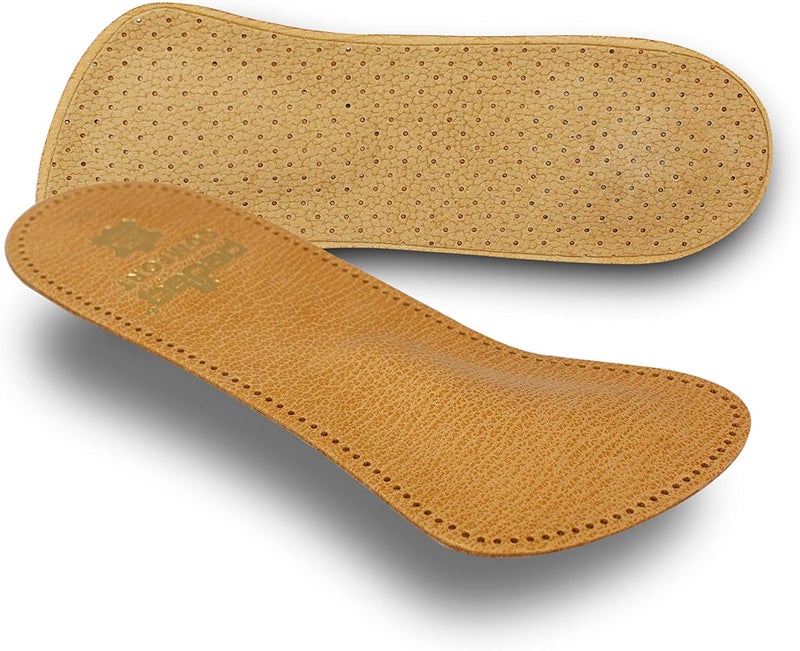 pedag Comfort Leather 3/4 Inserts for Whole Foot Support, Handmade in Germany, Men and Women's Dress Shoes, Flats, Ballet Flats, Sandals, Real Leather, Tan, 1 Pair, US M 11 / EU 44
