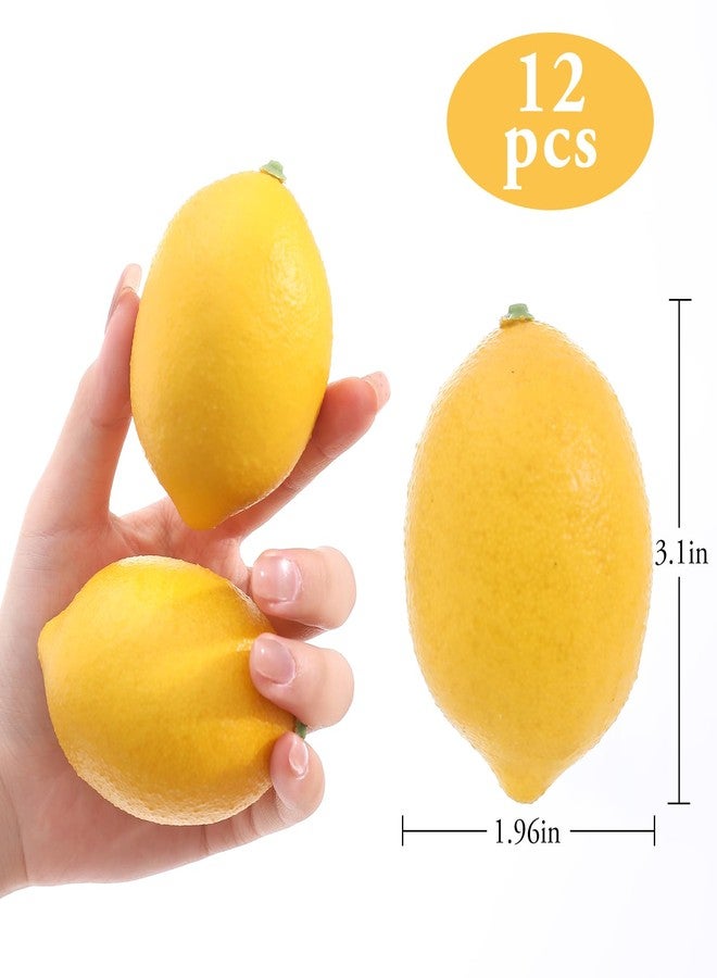 dallisten 12PCS Artificial Lemons - Lifelike Fake Yellow Lemons for Kitchen Decor, Fruit Bowl, Lemonade Party, Photo Props & Summer Table Decorations - Realistic Faux Fruit for Home & Events - Image 3