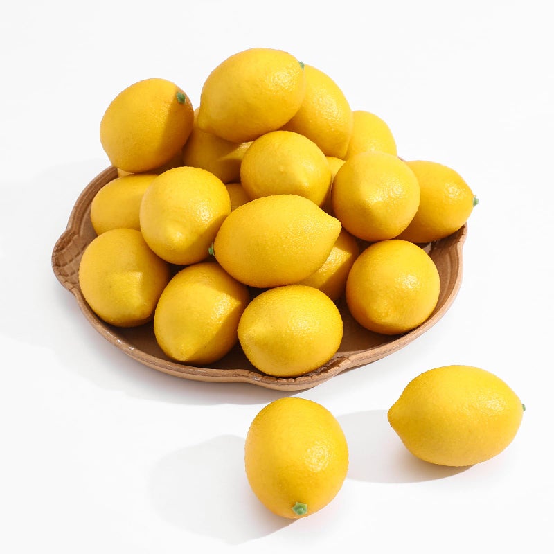 dallisten 12PCS Artificial Lemons - Lifelike Fake Yellow Lemons for Kitchen Decor, Fruit Bowl, Lemonade Party, Photo Props & Summer Table Decorations - Realistic Faux Fruit for Home & Events - Image 1