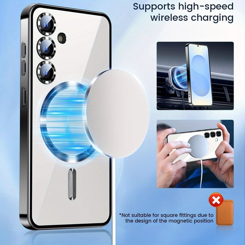 غلاف هاتف مغناطيسي أزرق فاخر لجهاز Galaxy S26 Plus، شفاف ومقاوم للصدمات - Image 3