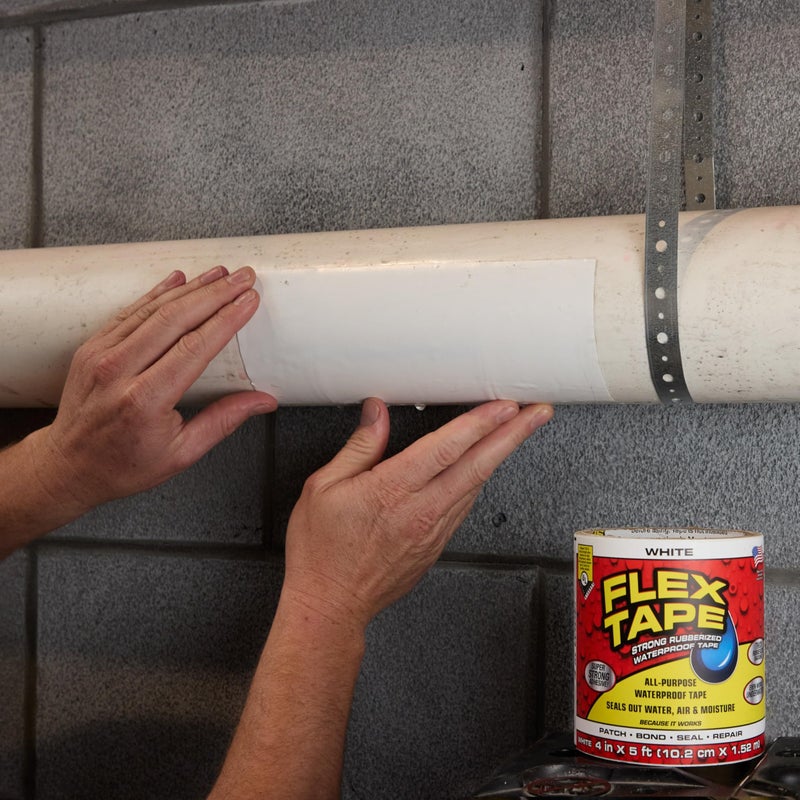 Flex Seal Flex Tape, Original Thick Flexible Rubberized Waterproof Tape - Seal and Patch Leaks, Works Underwater, Indoor Outdoor - Home RV Roof Plumbing and Pool Repairs, White, 4 in x 5 ft, Pack of 2 - Image 3