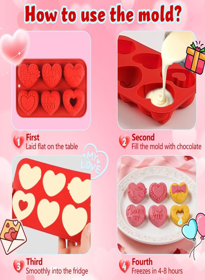 Sidosir 2Pcs Silicone Heart Candy Chocolate Molds, Valentine's Day Chocolate Molds for Crafting Cakes, Heart Resin Soap Mold for Home Bakers - Image 4