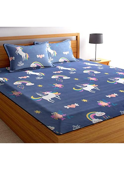 ZCI ZCI Bedsheet for Double Bed_ Cotton King Size 200 TC Multicolour_Set of 1 Double Bed Sheet with 2 Pillow Covers Color1 