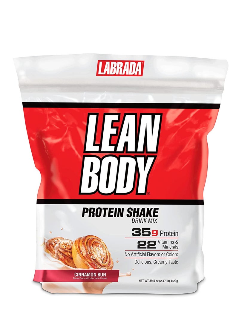 LABRADA Lean Body Hi-Protein Meal Replacement Shake Cinnamon Bun 2.47 Pound - Image 1