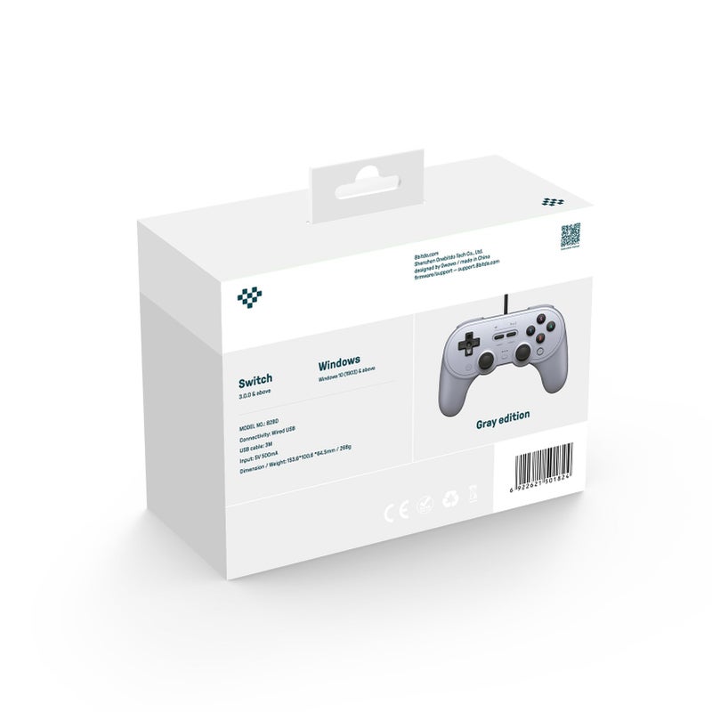 8Bitdo وحدة التحكم السلكية 8BitDo Pro 2 لجهاز سويتش، ويندوز، ستيم ديك وراسبيري باي (إصدار رمادي) - Image 3