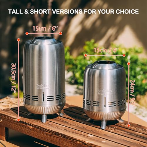 ONLYFIRE OUTDOOR LIVING Tabletop Fire Pit Burning Woods/Pellets, Portable Small Fireplace with Storage Bag for Camping Tailgating RV Patio Backyard, Smokeless Camping Stove 9.5", FP055 Silver - Image 2