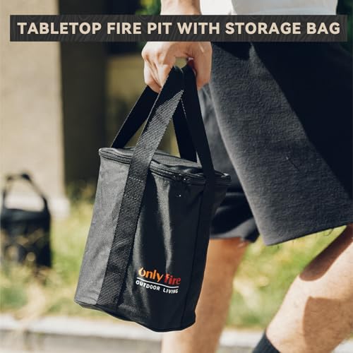 ONLYFIRE OUTDOOR LIVING Tabletop Fire Pit Burning Woods/Pellets, Portable Small Fireplace with Storage Bag for Camping Tailgating RV Patio Backyard, Smokeless Camping Stove 9.5", FP055 Silver - Image 5