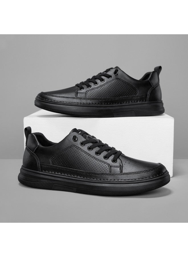 CARTELO Breathable With Hollow-out Design】men's Perforated Casual Sneakers, Leisure Leather Shoes, Slip-on Sports Shoes For Men - Image 3