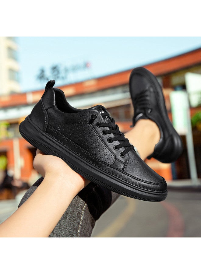 CARTELO Breathable With Hollow-out Design】men's Perforated Casual Sneakers, Leisure Leather Shoes, Slip-on Sports Shoes For Men - Image 5