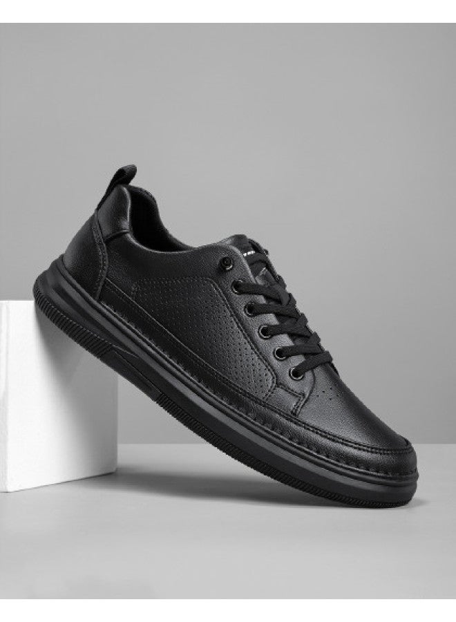 CARTELO Breathable With Hollow-out Design】men's Perforated Casual Sneakers, Leisure Leather Shoes, Slip-on Sports Shoes For Men - Image 1
