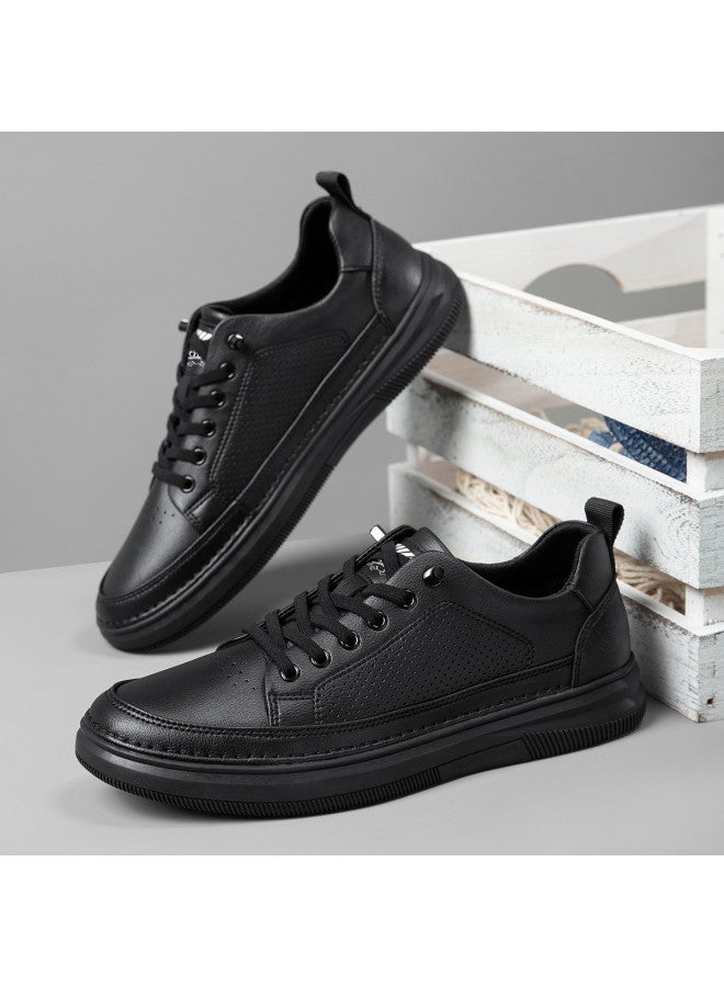 CARTELO Breathable With Hollow-out Design】men's Perforated Casual Sneakers, Leisure Leather Shoes, Slip-on Sports Shoes For Men - Image 4