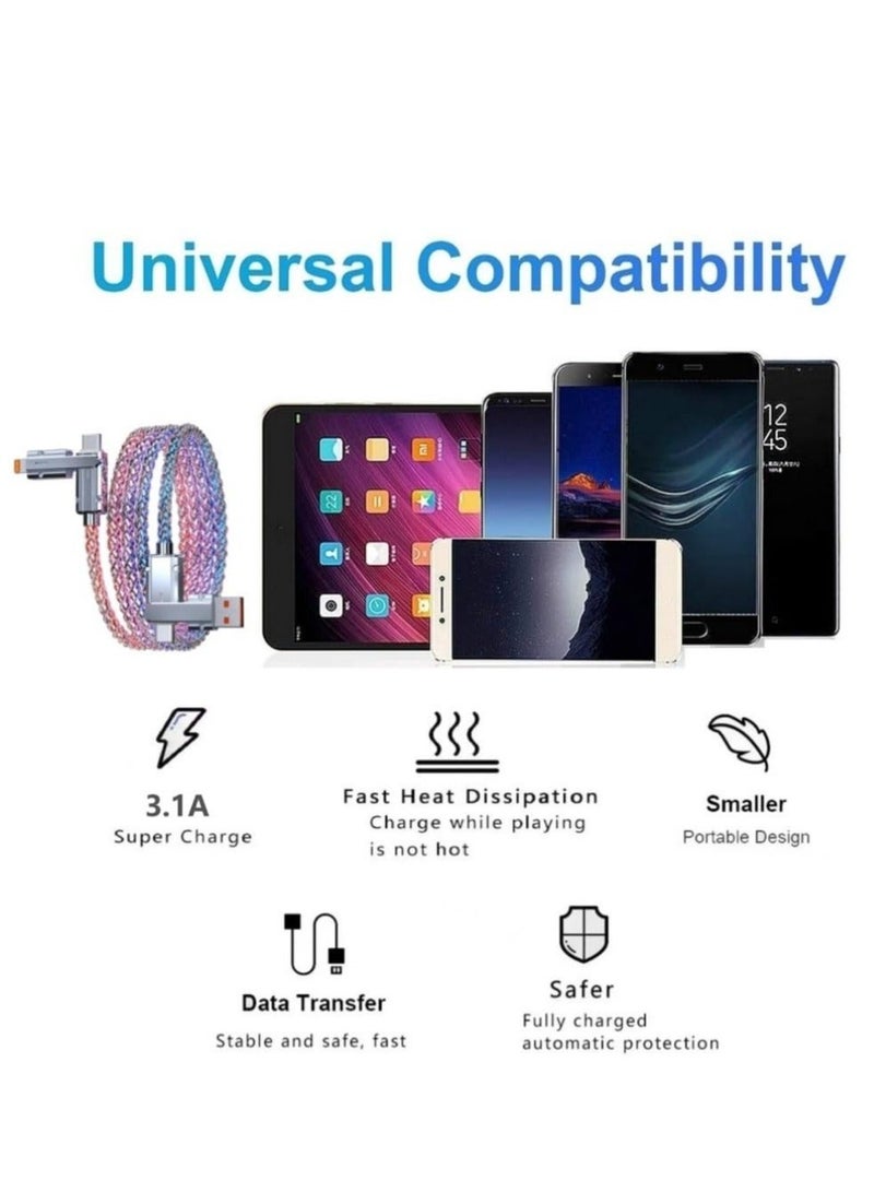 4 in 1 USB C Charging Cable, RGB Colorful Gradual Fast Charging Cord, USB C to C Cable, A/Type C, Multi Charger Cable, Suitable for Samsung S24 S23 S22, Phone15 14 13 Pad Mac(1m) - Image 5