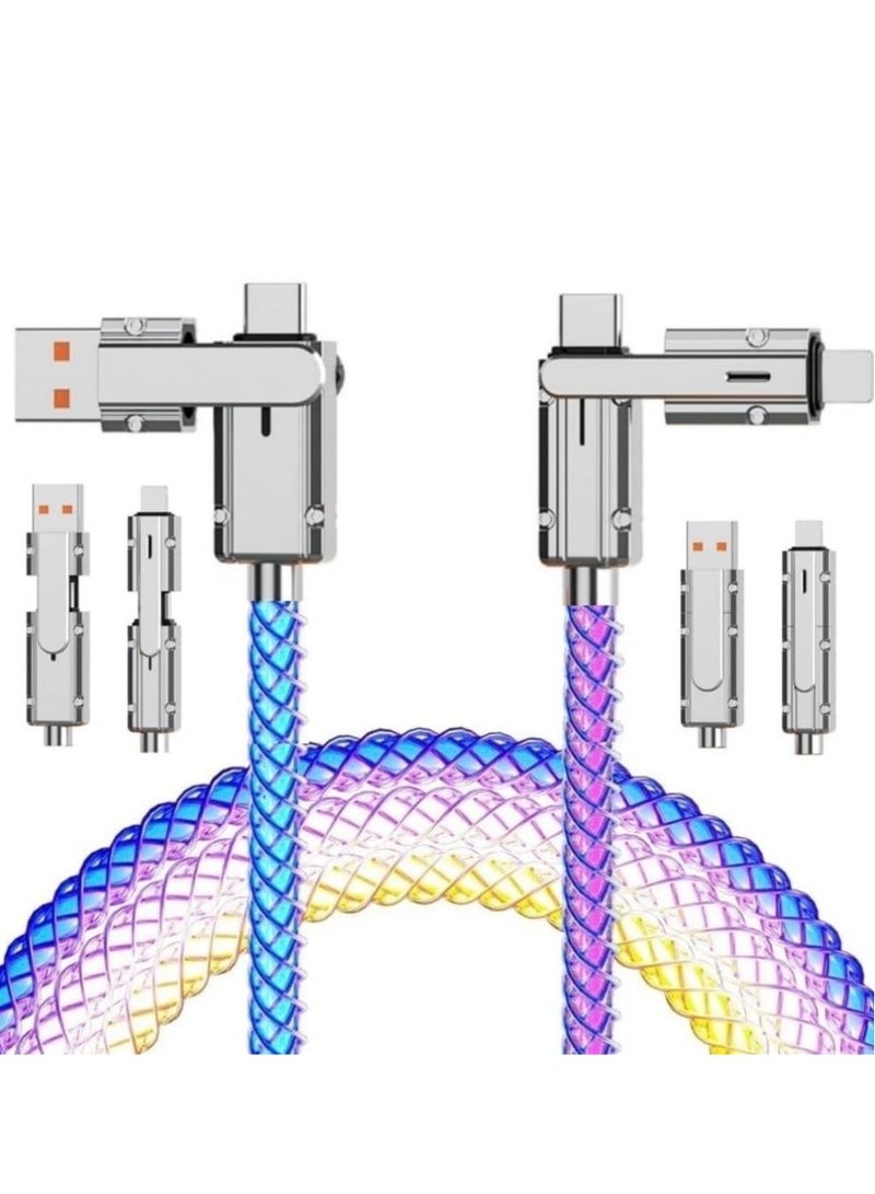 4 in 1 USB C Charging Cable, RGB Colorful Gradual Fast Charging Cord, USB C to C Cable, A/Type C, Multi Charger Cable, Suitable for Samsung S24 S23 S22, Phone15 14 13 Pad Mac(1m) - Image 1