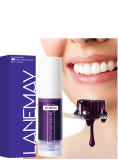 Purple Toothpaste 30 ml, Toothpaste for Teeth Whitening, Yellow Teeth Cleaning, Colour Corrector and Effective Stains Removal, Oral Hygiene Care and Health