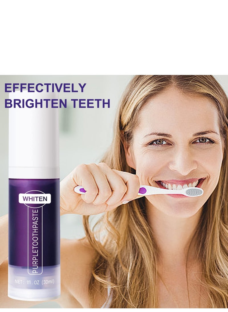 LANEMAY - Purple Toothpaste 30 ml, Toothpaste for Teeth Whitening, Yellow Teeth Cleaning, Colour Corrector and Effective Stains Removal, Oral Hygiene Care and Health - Image 1
